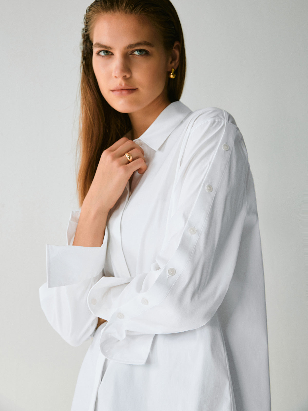 MATILDA OVERSIZED STRETCH COTTON BLOUSE
