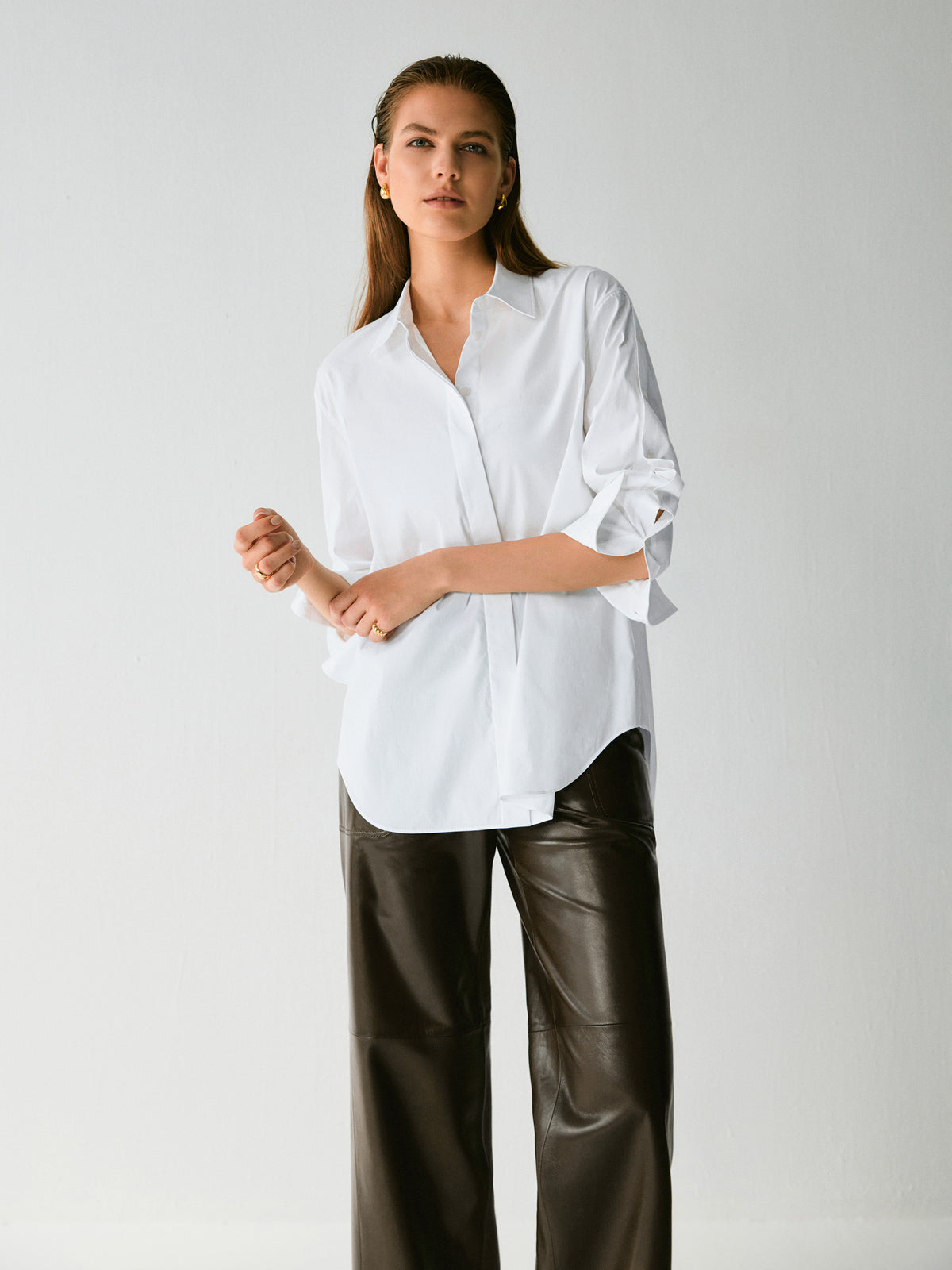 MATILDA OVERSIZED STRETCH COTTON BLOUSE