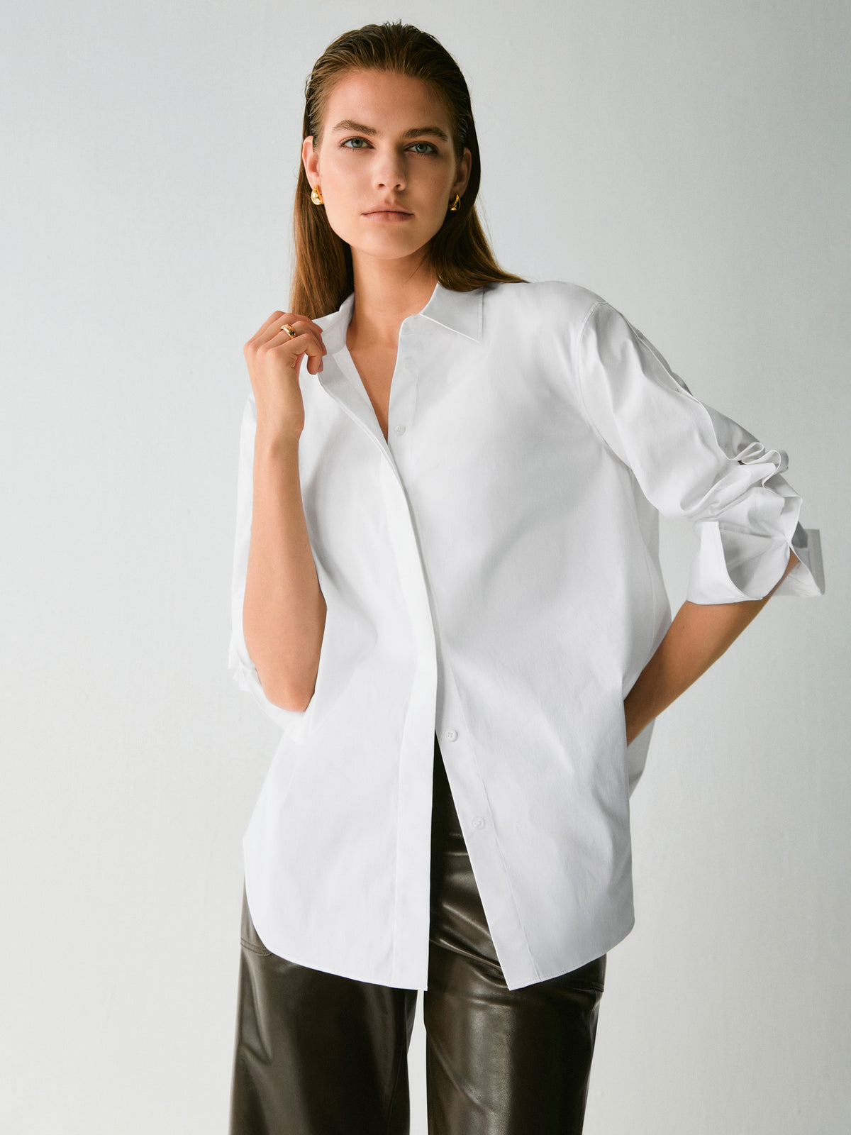MATILDA OVERSIZED STRETCH COTTON BLOUSE