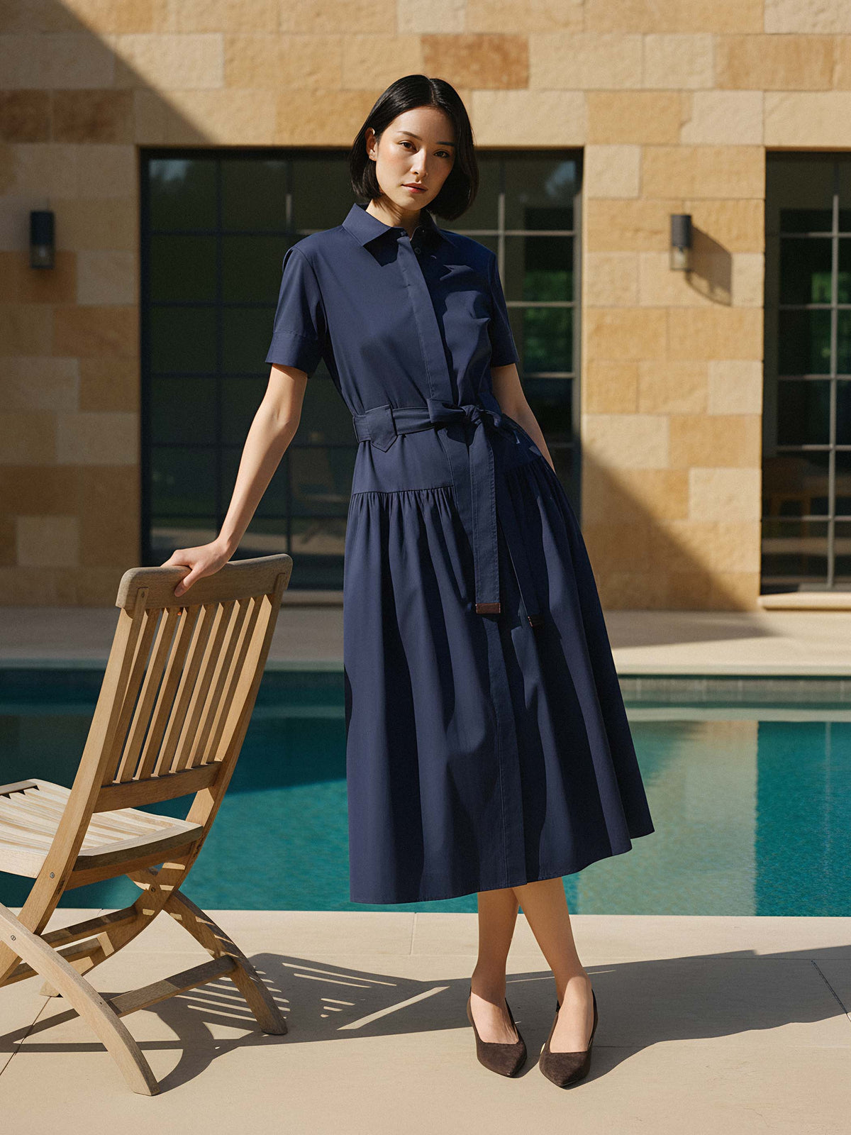 Chloe Navy Midi Dress