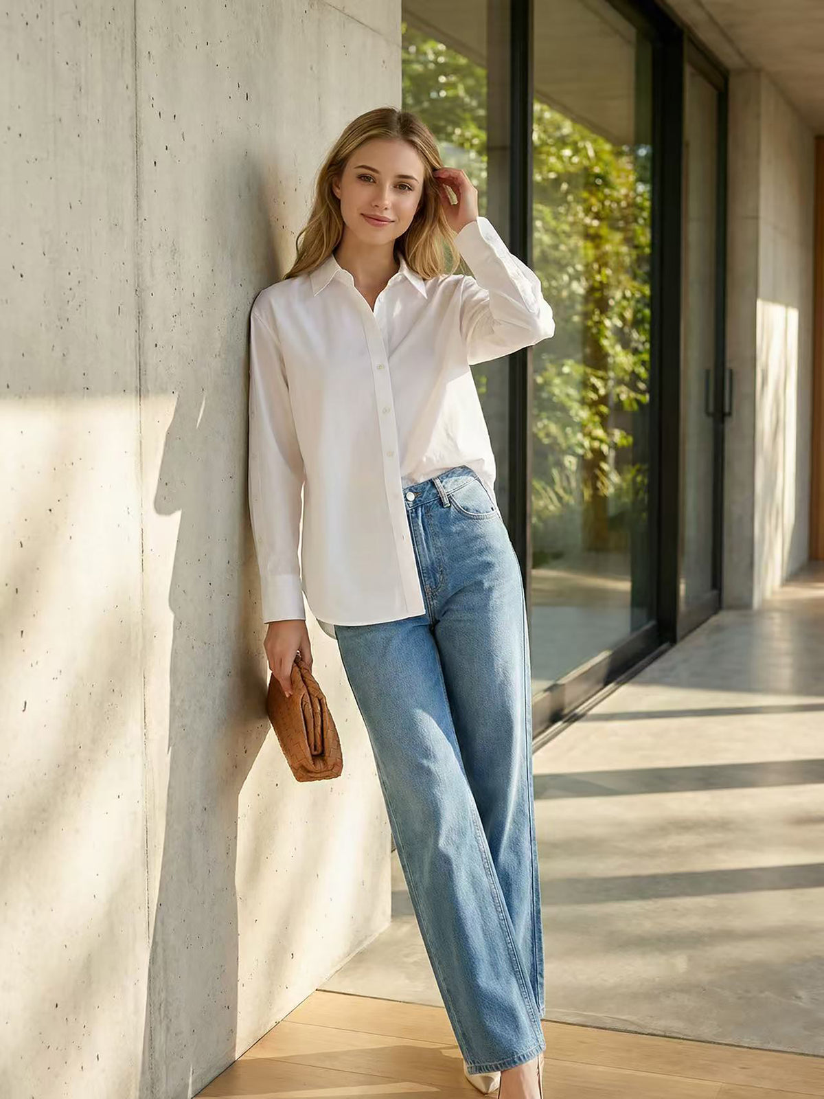 MATILDA OVERSIZED STRETCH COTTON BLOUSE