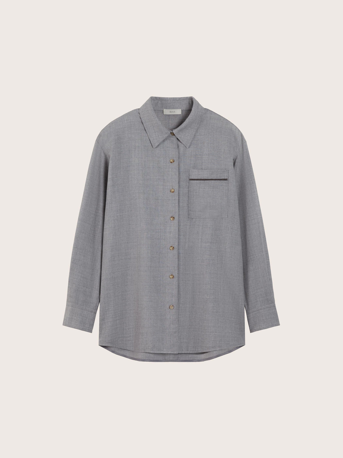 SKY WOOL LONG SLEEVE BUTTON DOWN BLOUSE