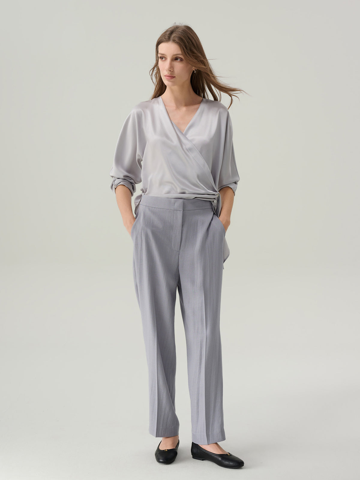 Juliette Satin Wrap 
Blouse