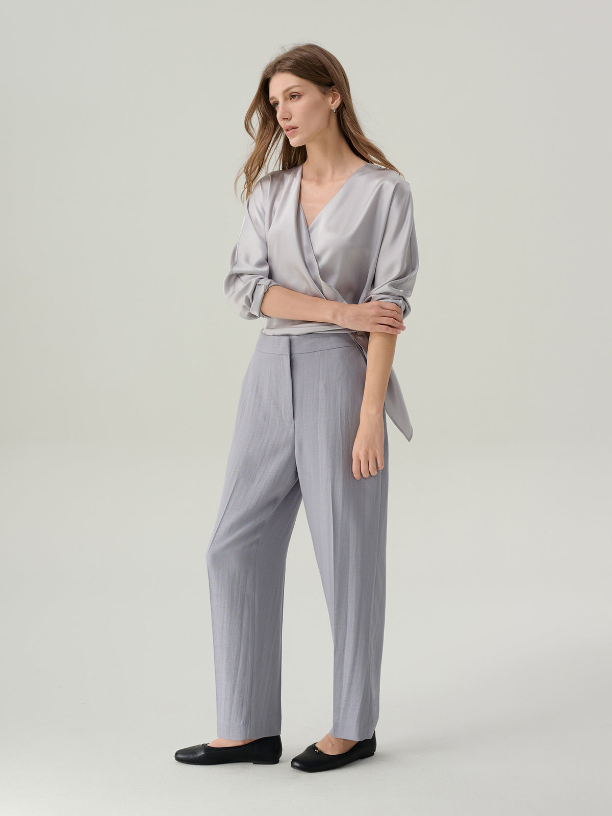 Juliette Satin Wrap 
Blouse