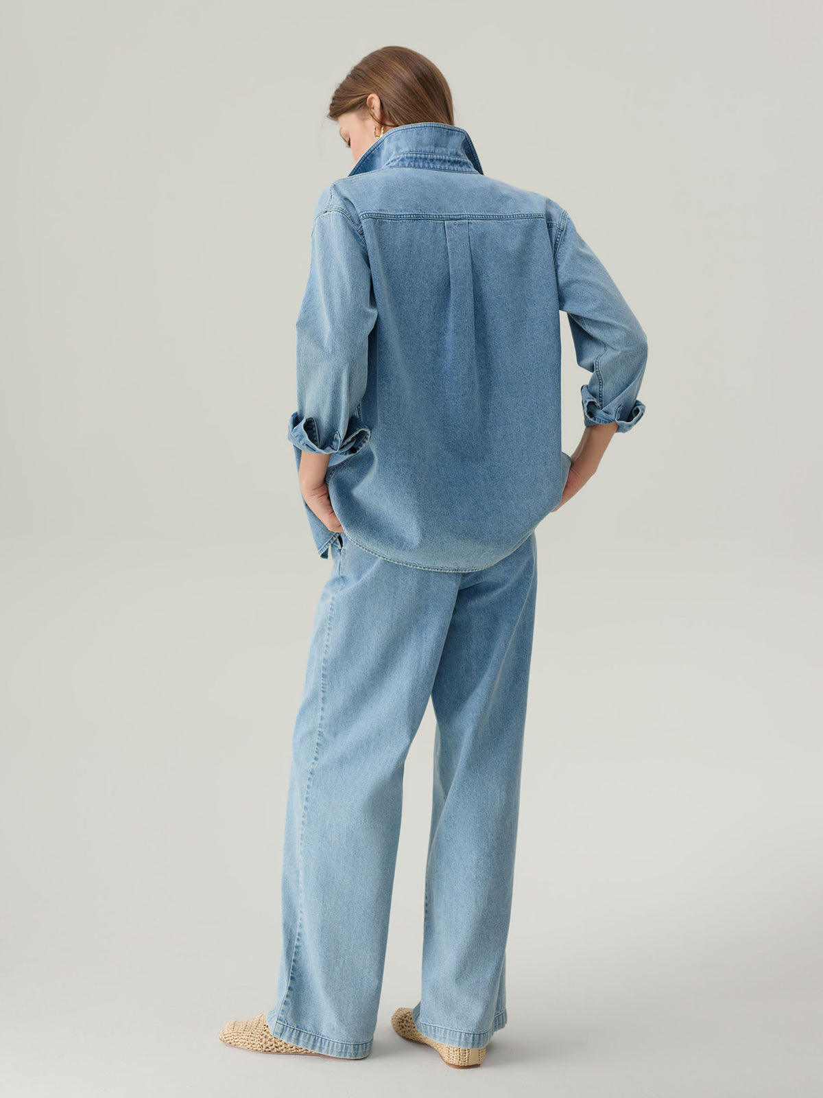 Lara Light Denim Button 
Down Top