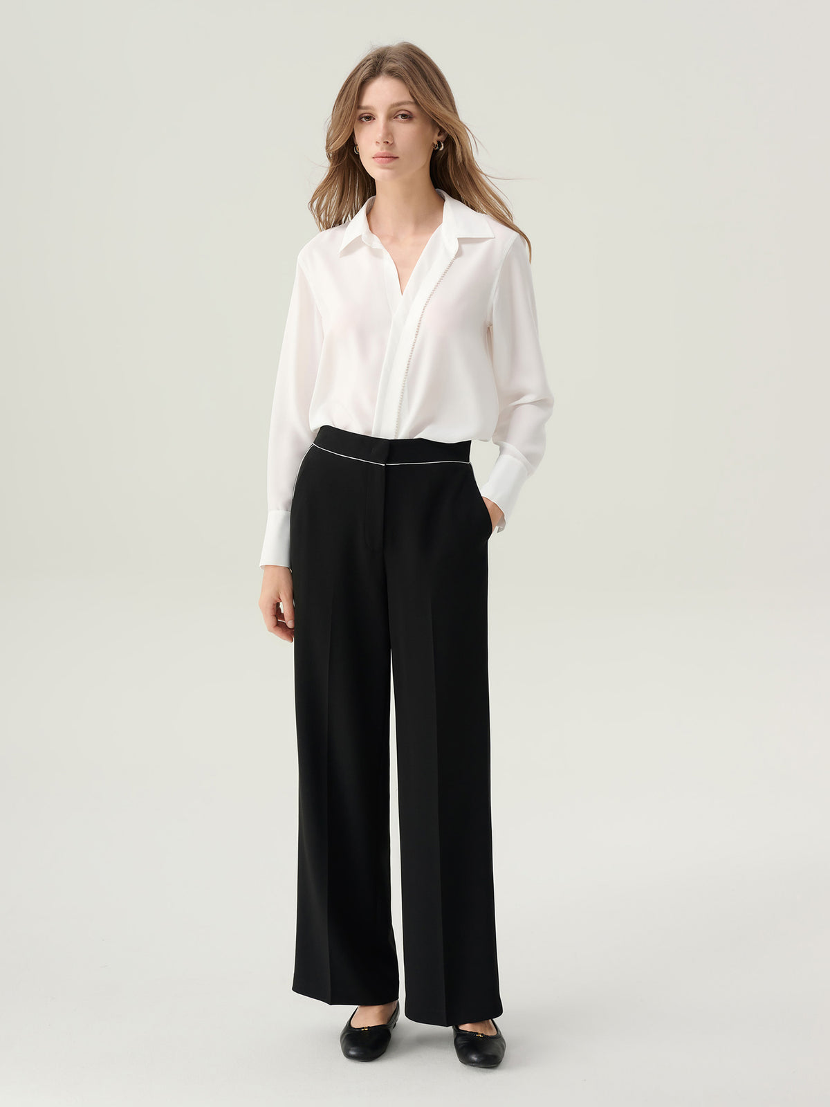 Dahlia Pleated Button 
Down Blouse
