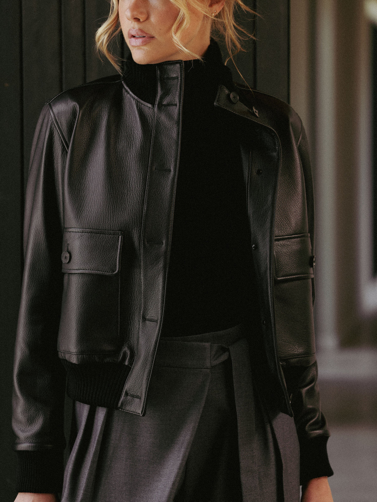 ISOLDE LEATHER BOMBER JACKET