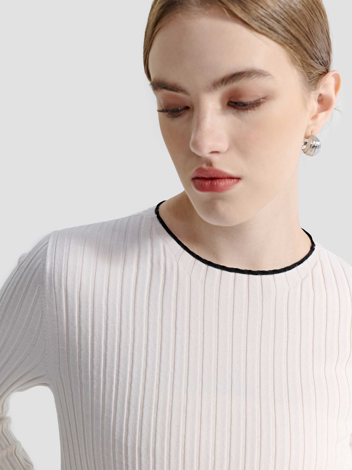 EVY LONG SLEEVE WOOL RIB KNIT