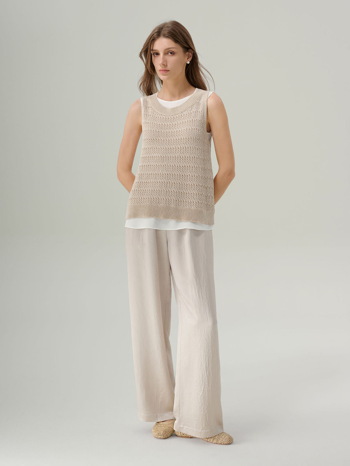 MIRI CRINKLE SATIN WIDE LEG PANT