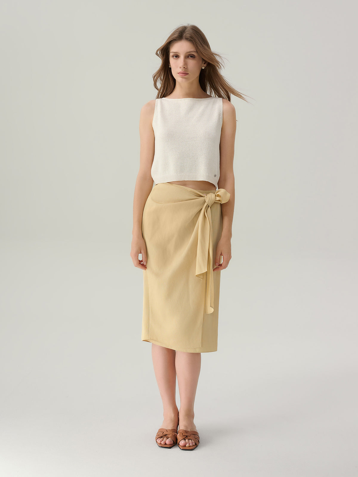 Jane Linen Wrap Midi Skirt