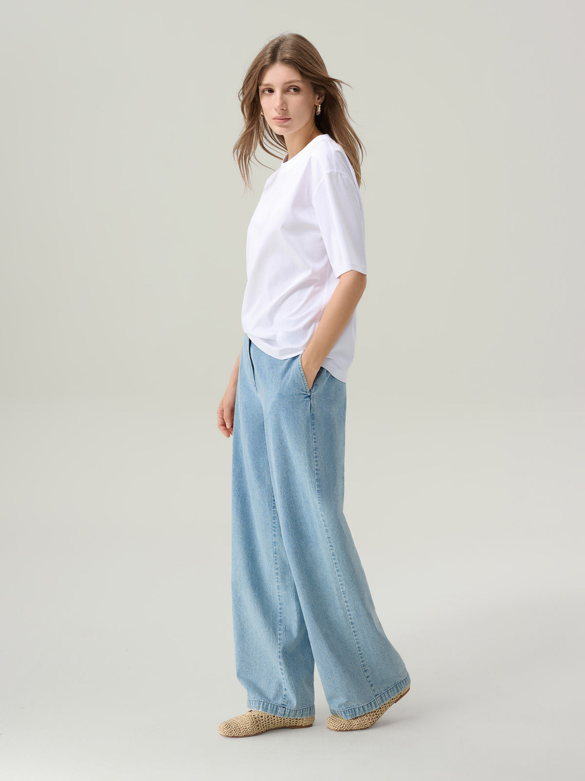 Sylvia Cotton/Silk White T-Shirt