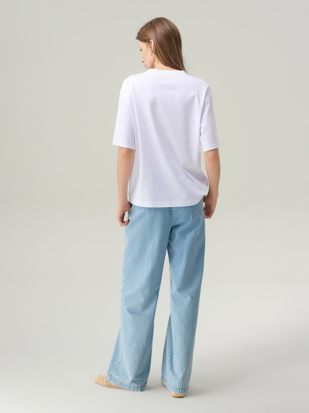 Sylvia Cotton/Silk White T-Shirt