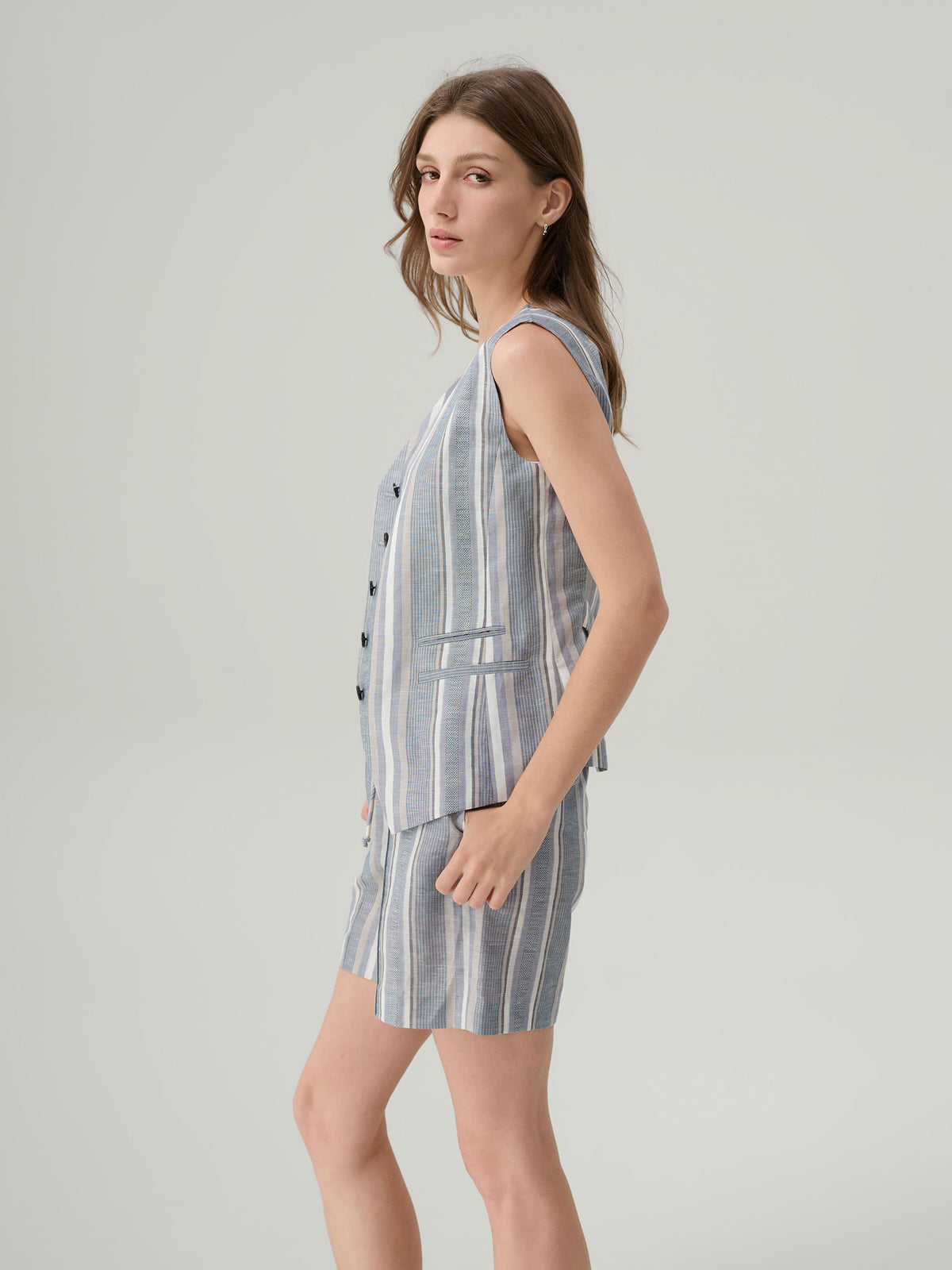 Joan Striped Linen Vest