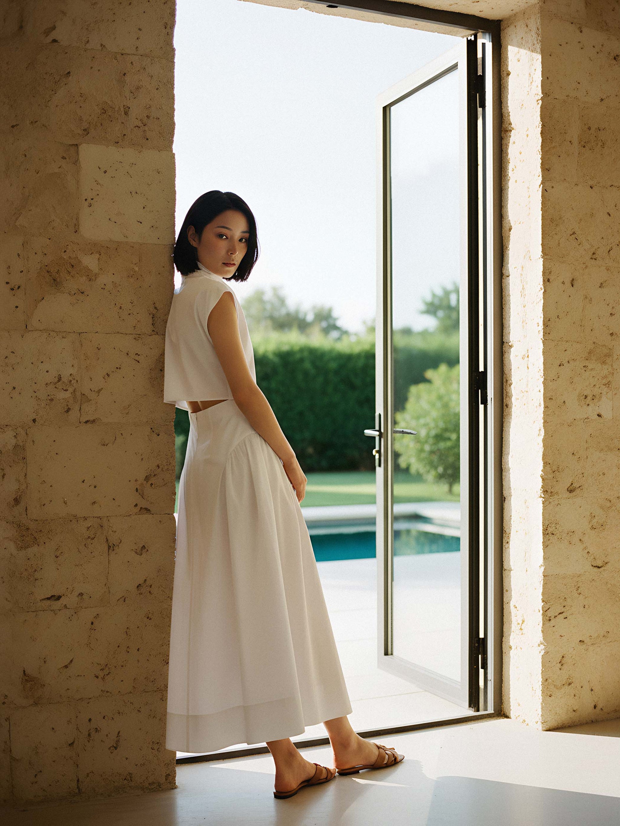 white cotton dress australia Salty Palm Alexandra Cotton Embroidered Dress
