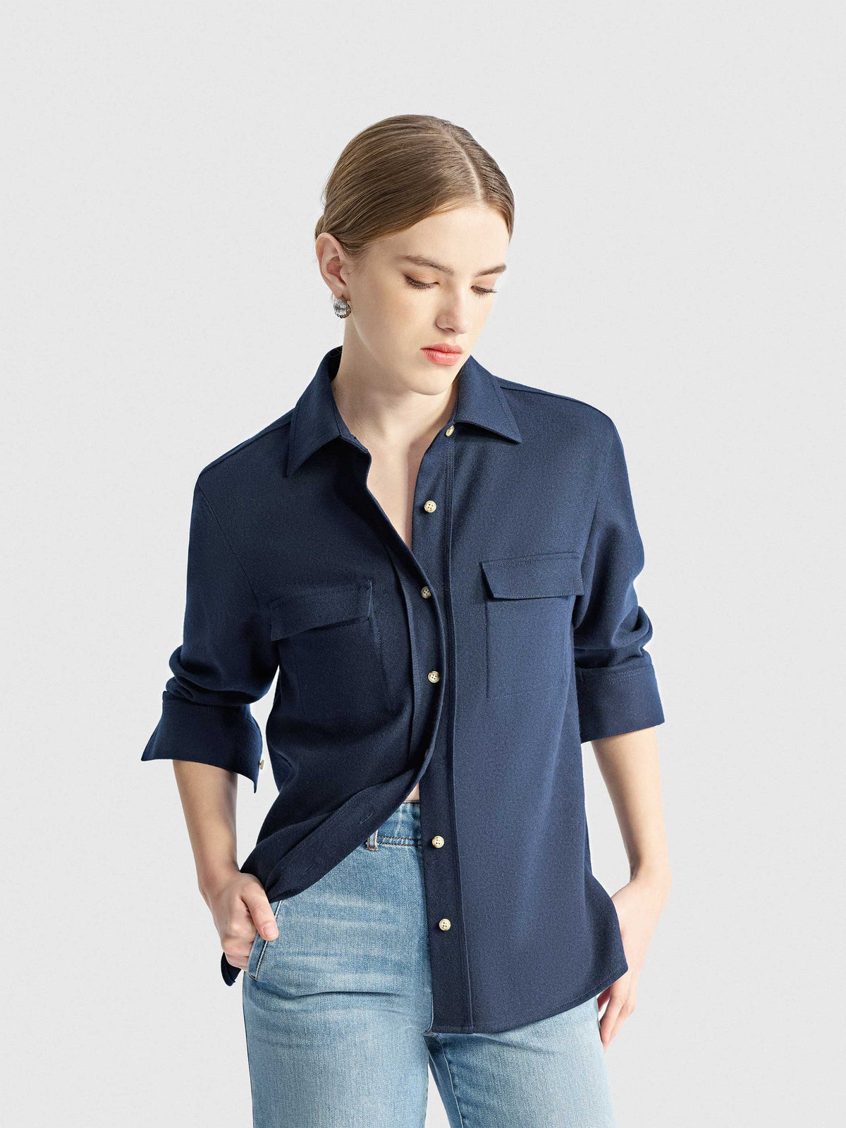 LUCY WOOL BUTTON UP TOP