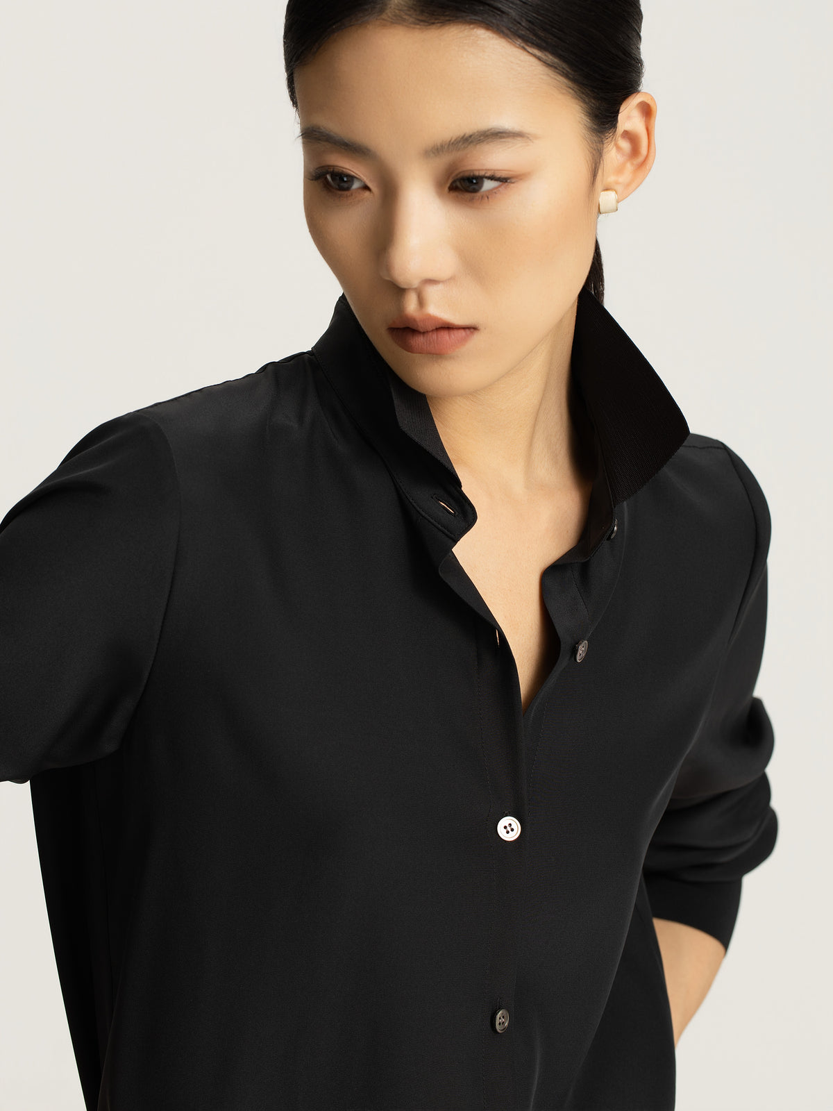 Goldie Silk Blouse With Elastic Sleeve Detail