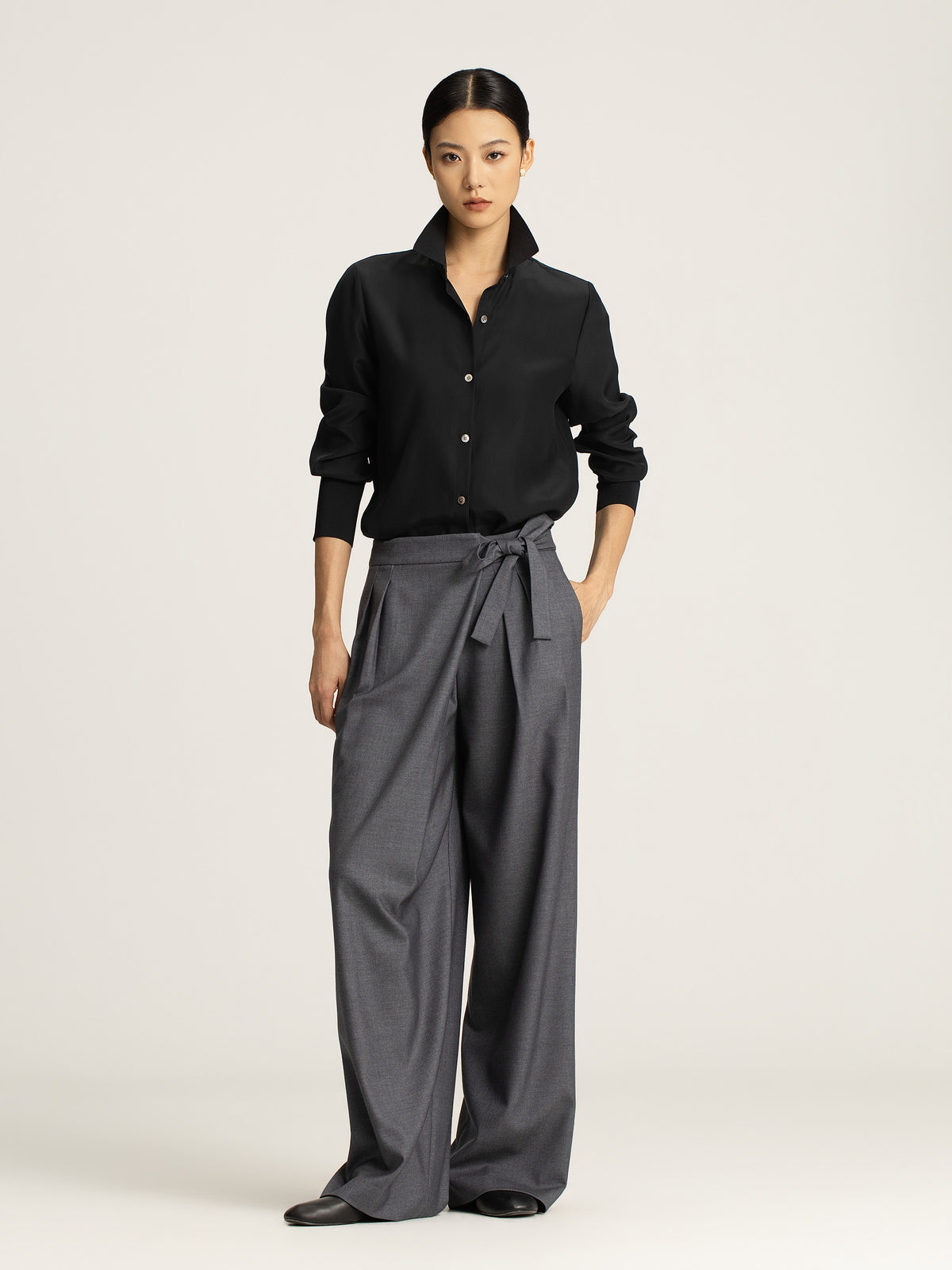 Goldie Silk Blouse With Elastic Sleeve Detail