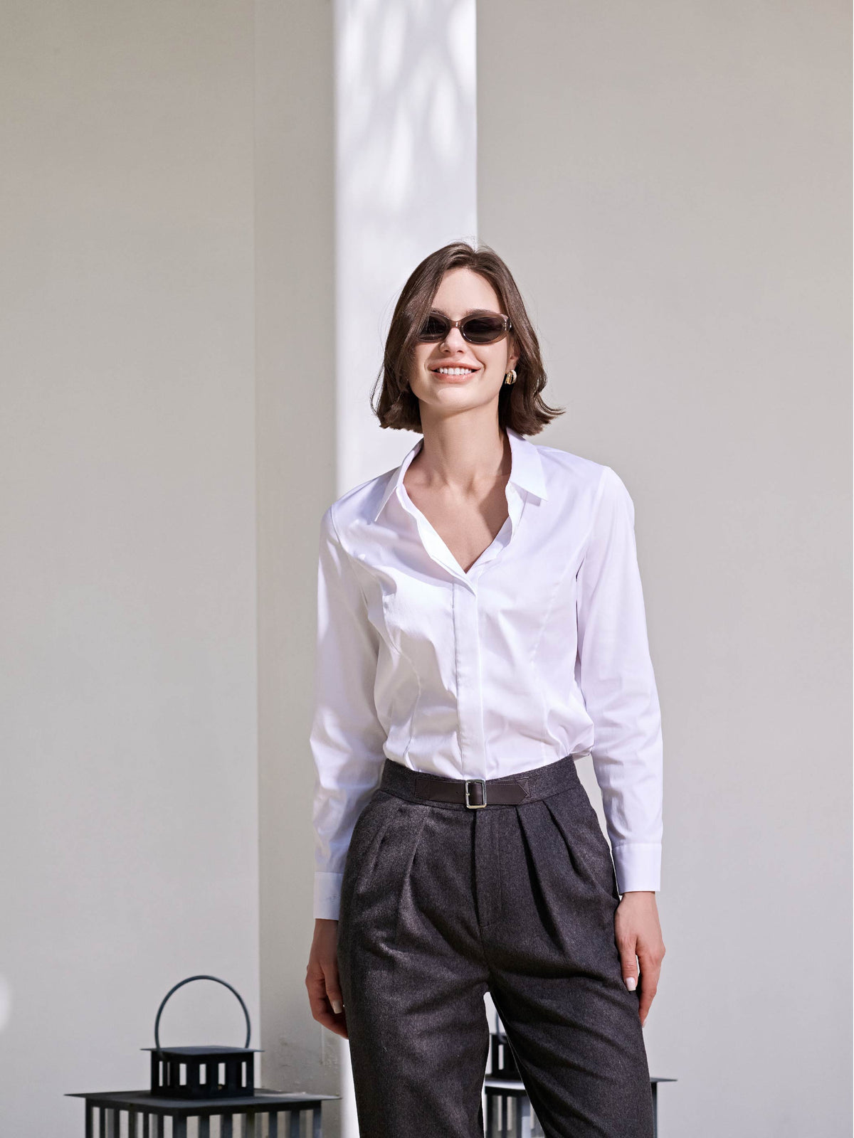 ISABEL FITTED STRETCH COTTON BLOUSE