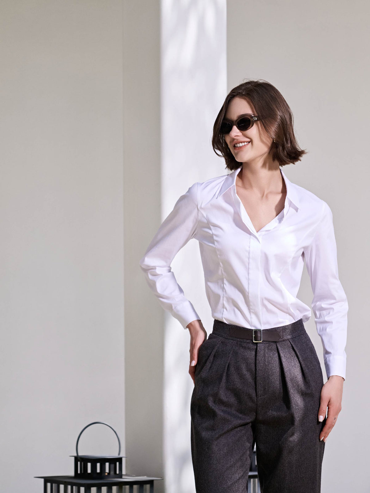 ISABEL FITTED STRETCH COTTON BLOUSE