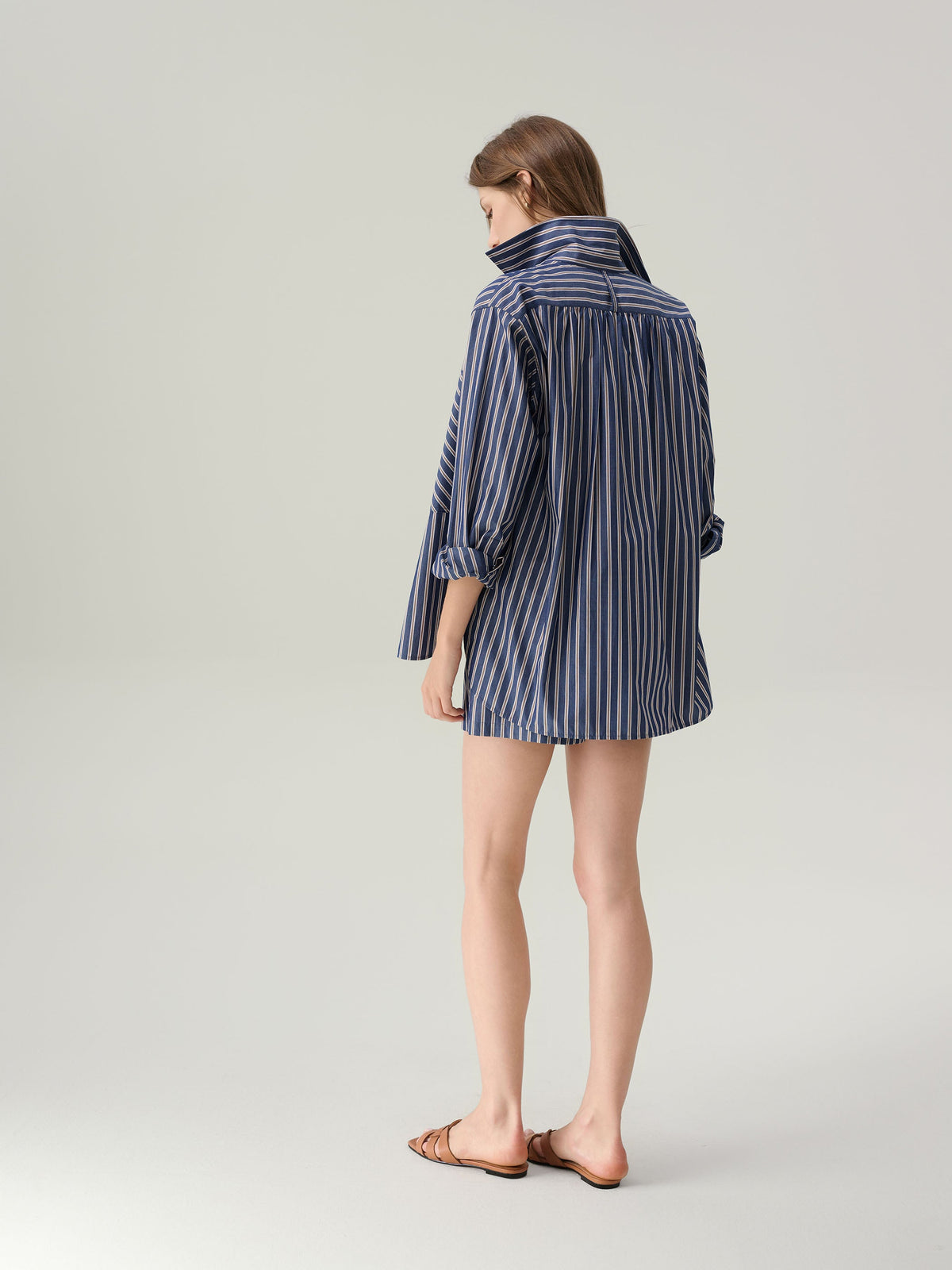 Sybil Striped Cotton Button Down Top