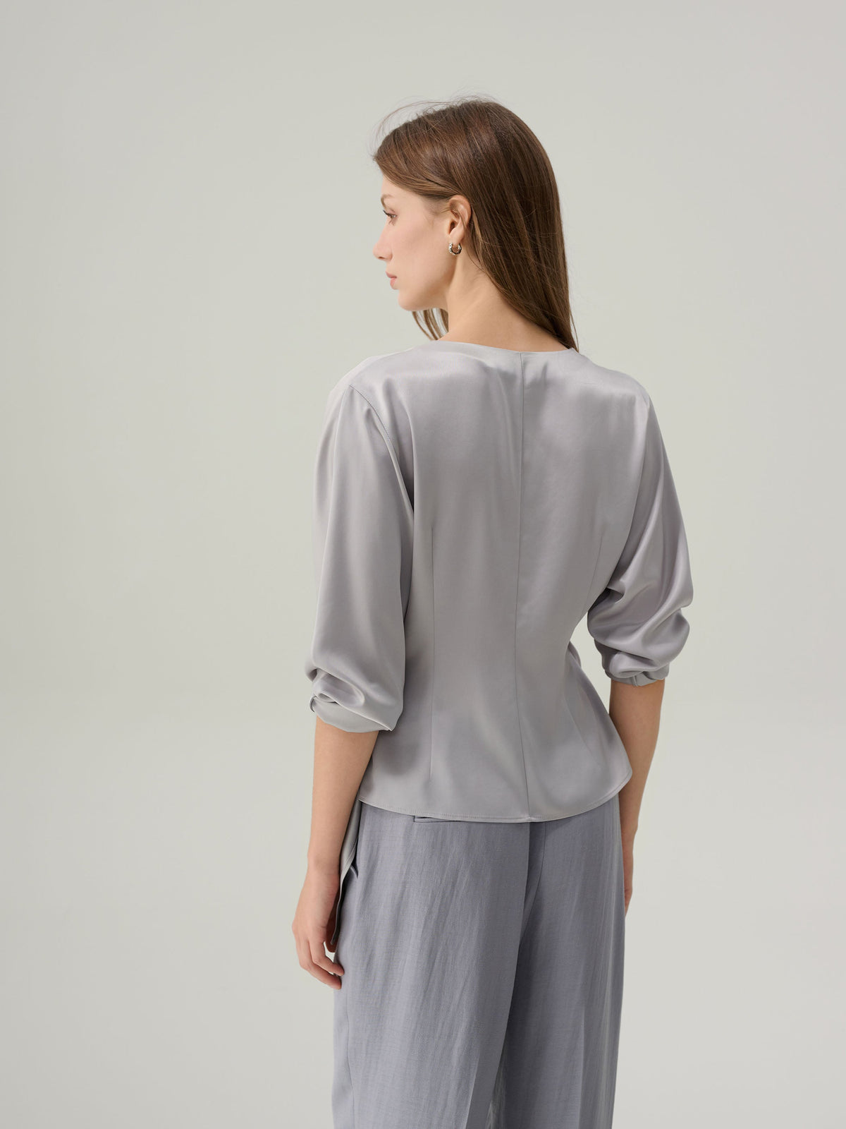 Juliette Satin Wrap 
Blouse