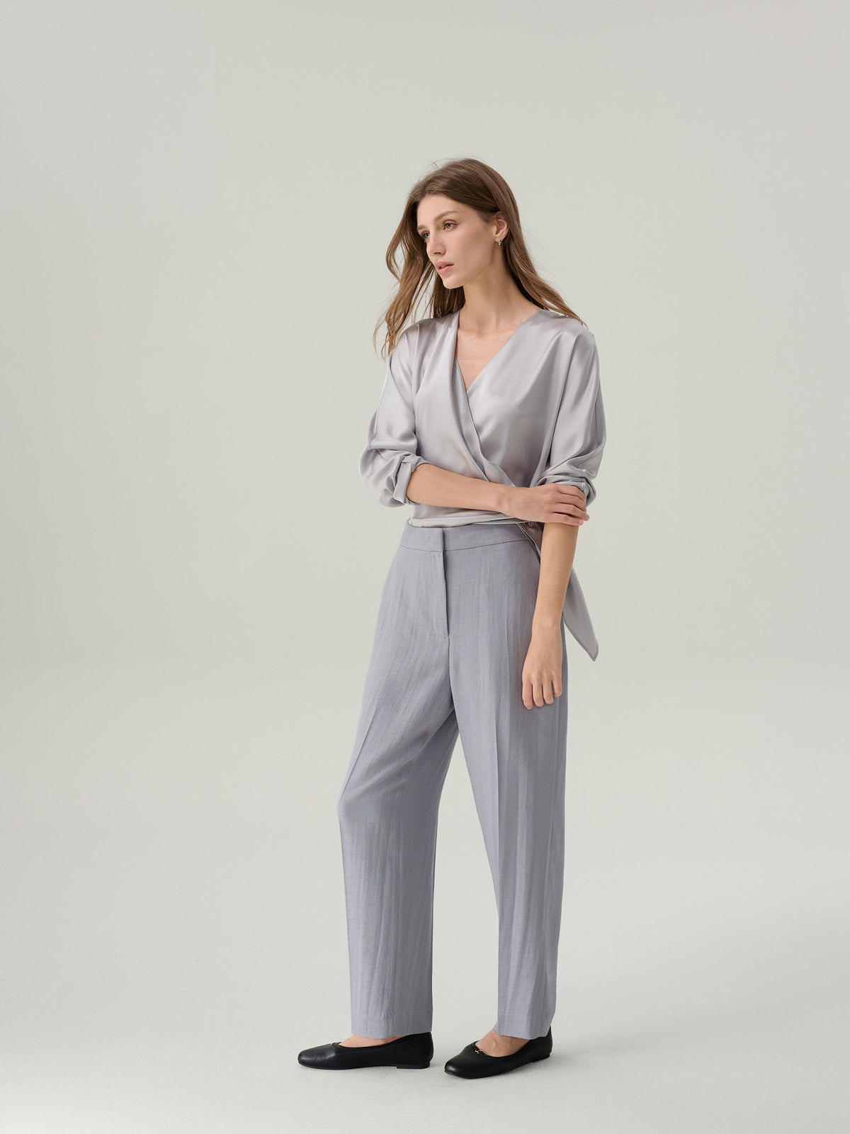 Juliette Satin Wrap 
Blouse