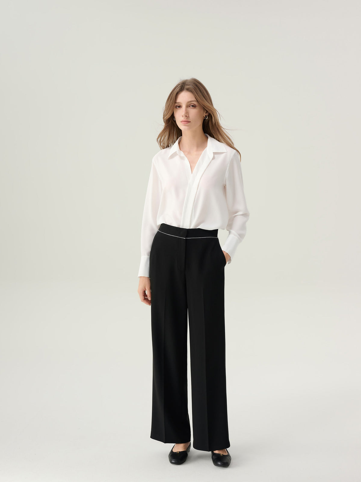 Dahlia Pleated Button 
Down Blouse