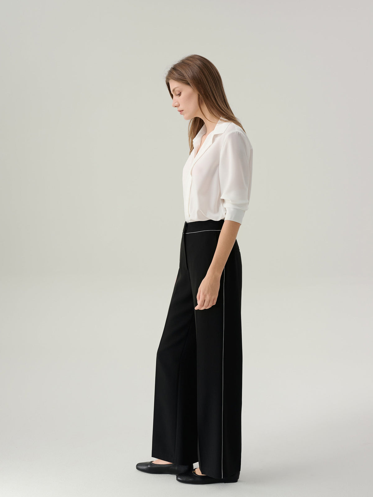 Dahlia Pleated Button 
Down Blouse