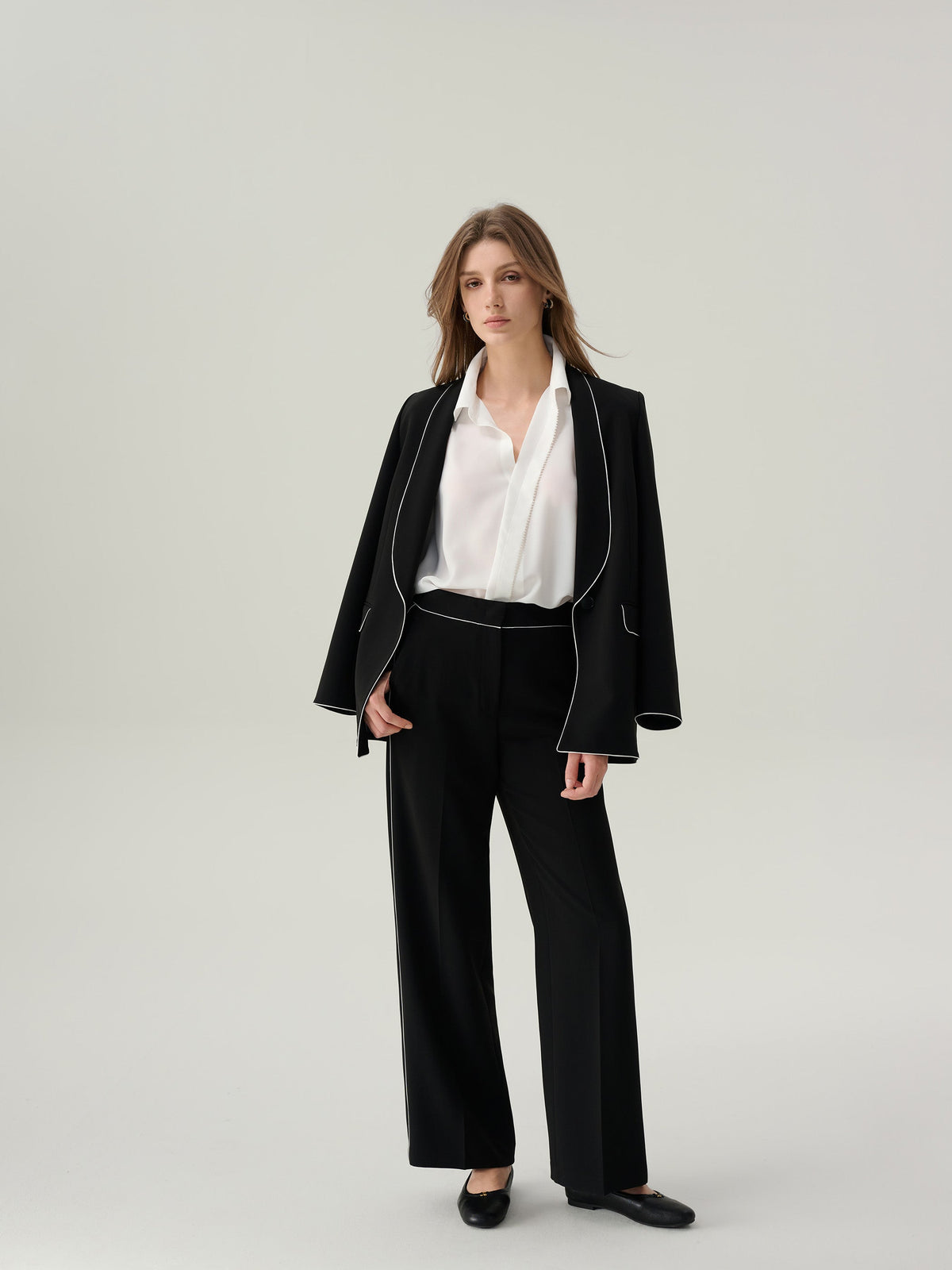 Dahlia Pleated Button 
Down Blouse