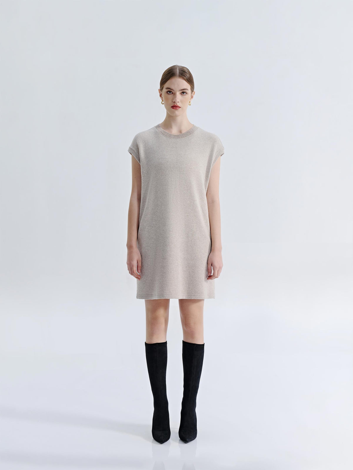 LYRA WOOL CASHMERE CAP SLEEVES SHEATH DRESS