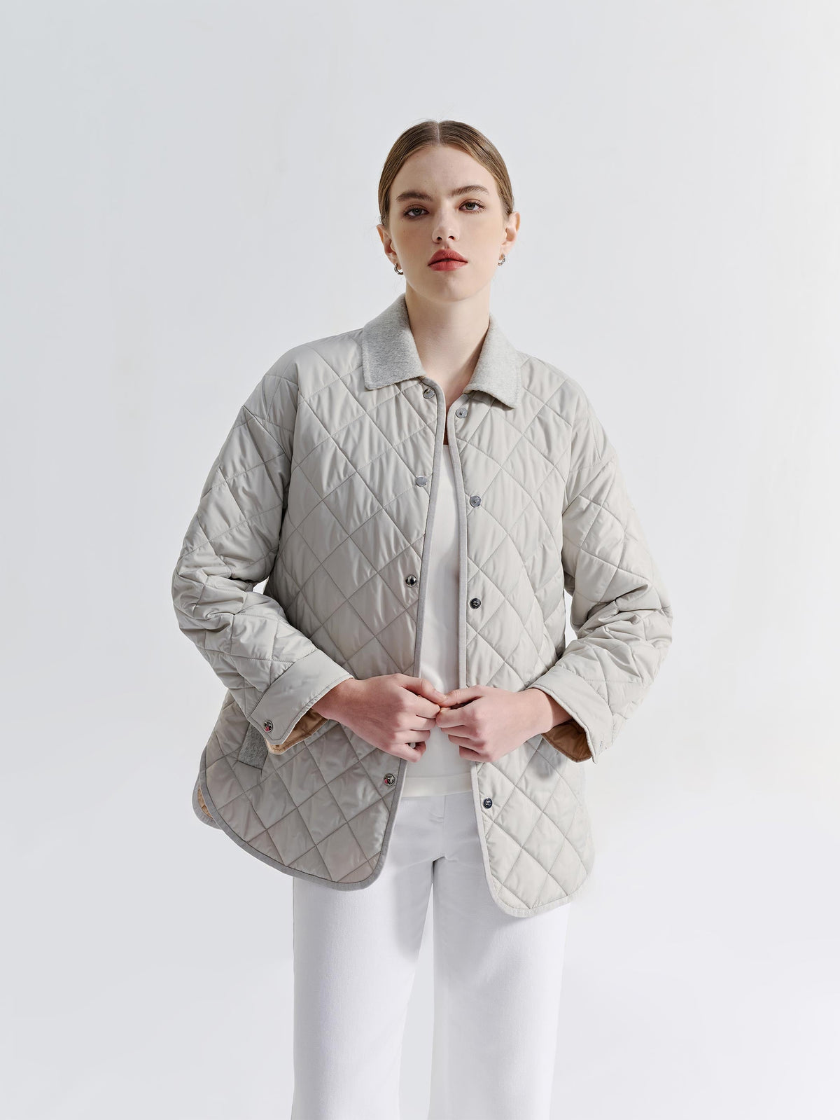 NOVA QUILTED LONG SLEEVE BUTTON DOWN JACKET