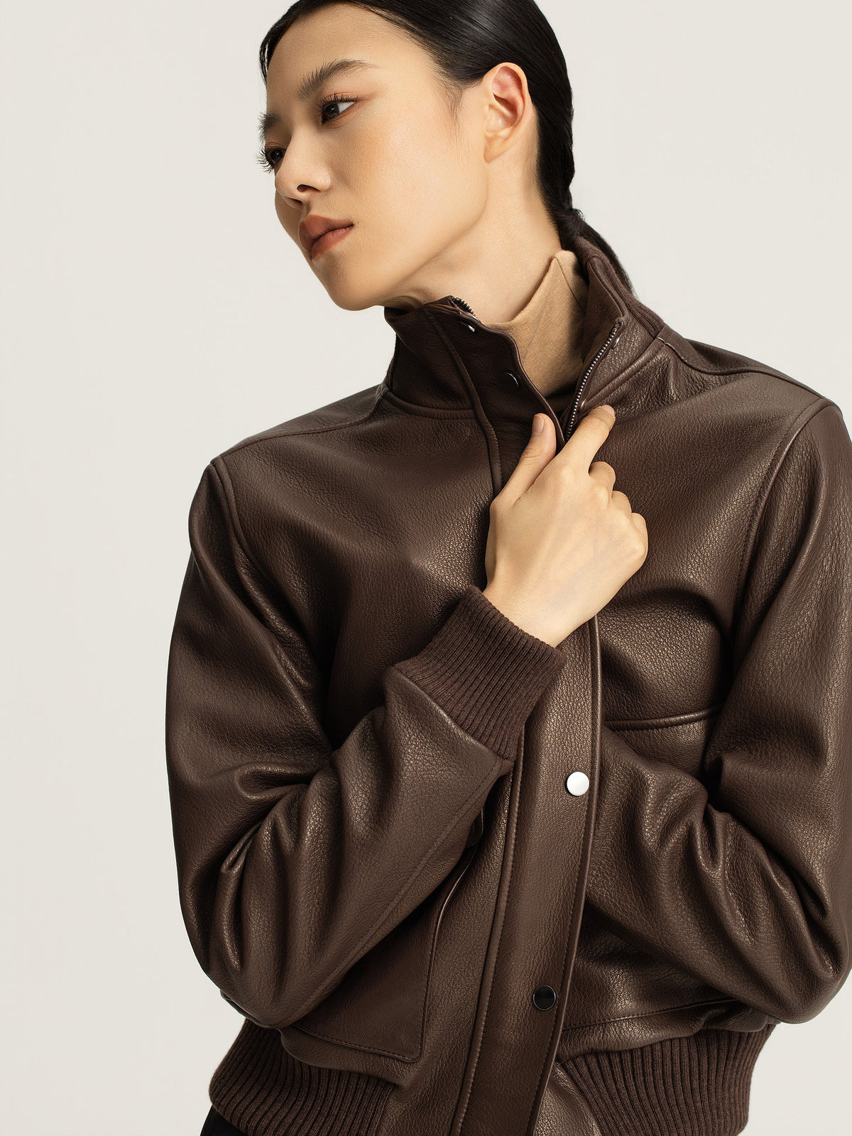 Nathi Goatskin Leather Bomber