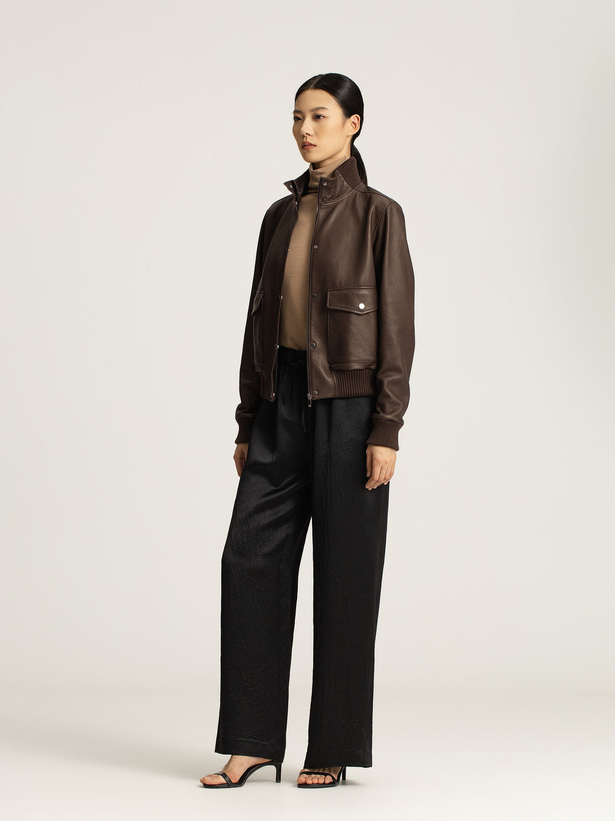 Nathi Goatskin Leather Bomber