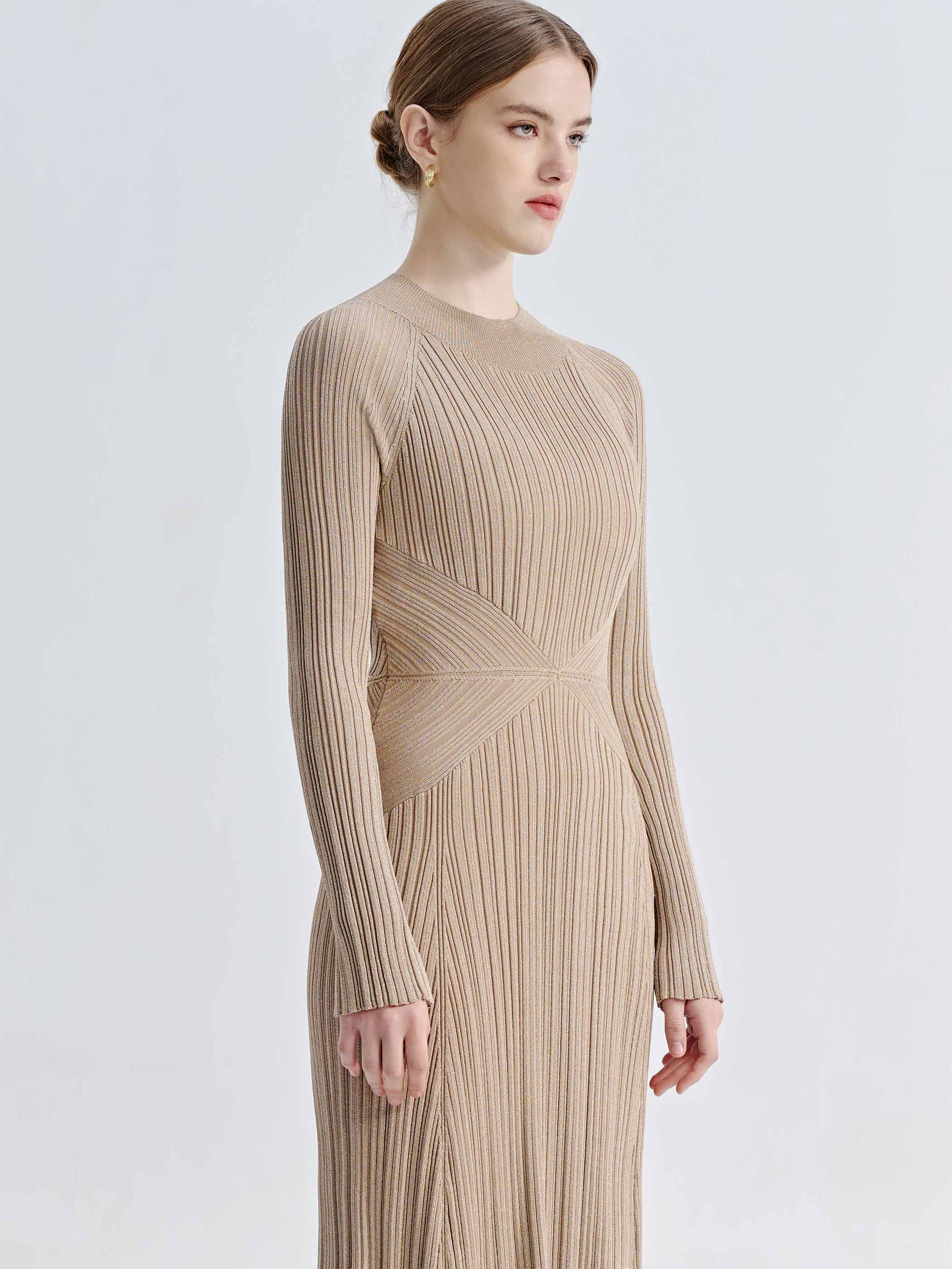 arden knit dress A.L.C. Arden Metallic Knit Maxi Dress In Mercury