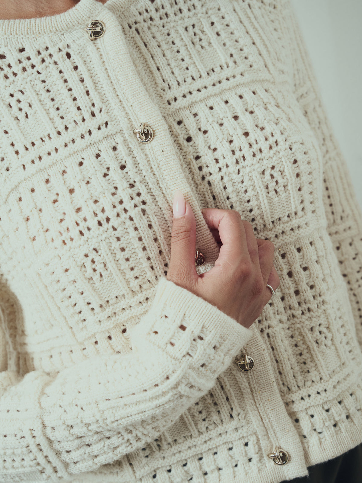 Thea Cashmere Crochet Cardigan