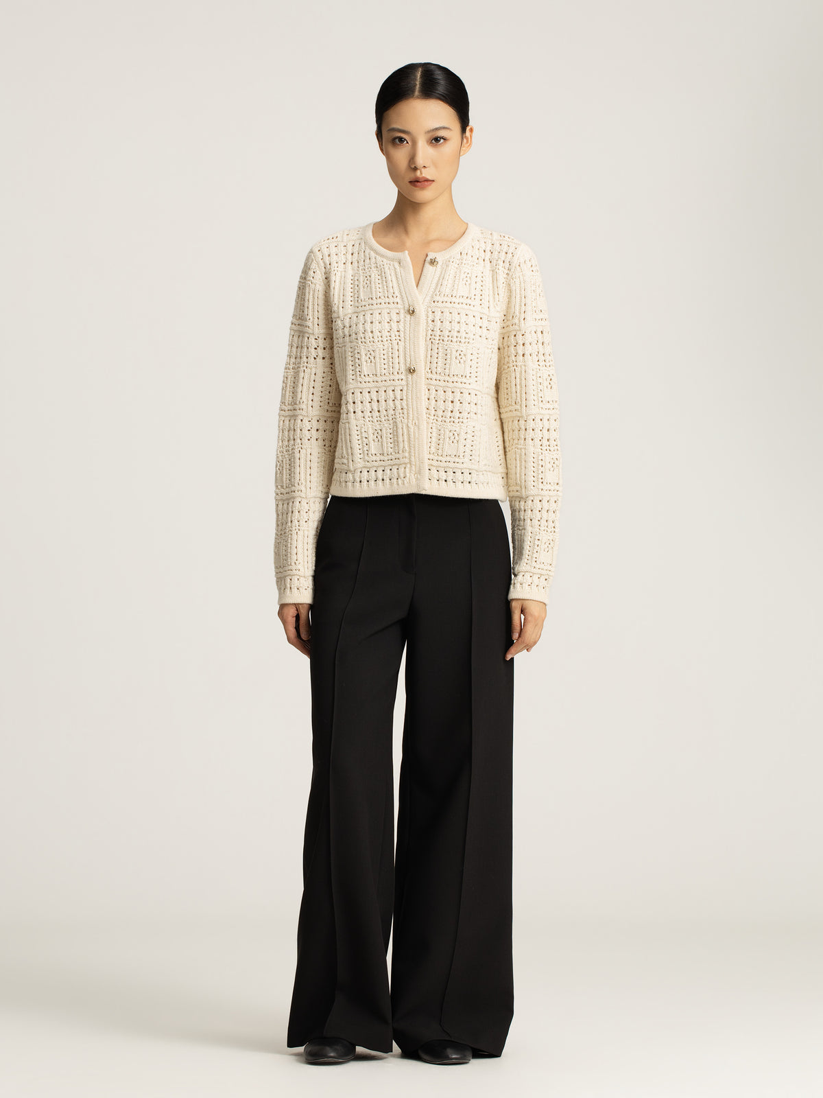 Thea Cashmere Crochet Cardigan