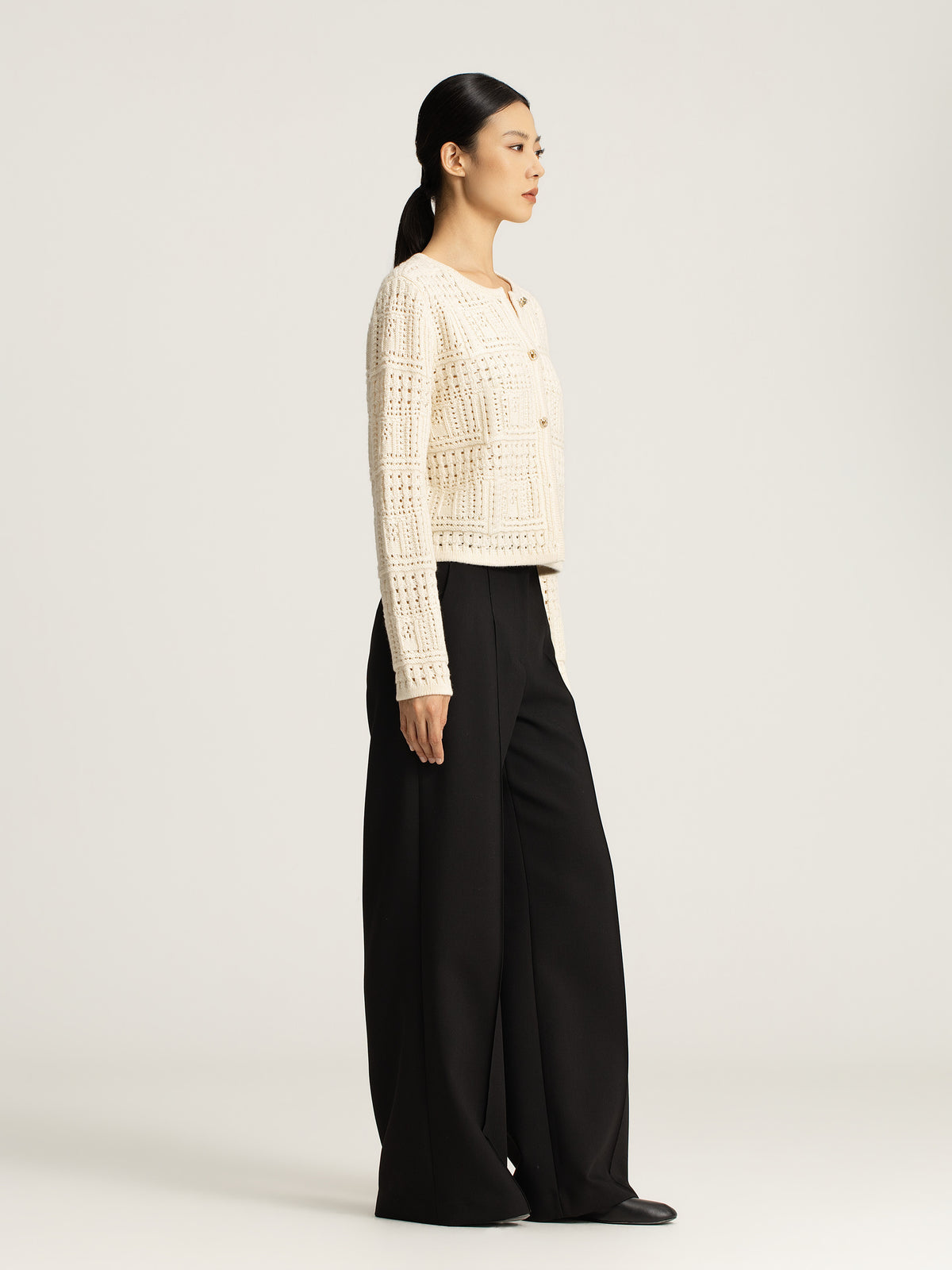 Thea Cashmere Crochet Cardigan