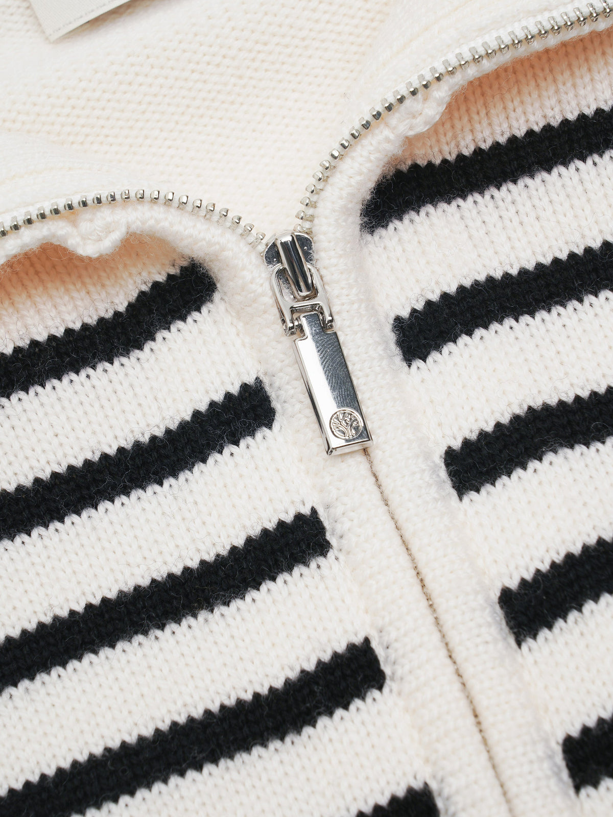 Ines Merino Stripe Quarter-Zip Knit