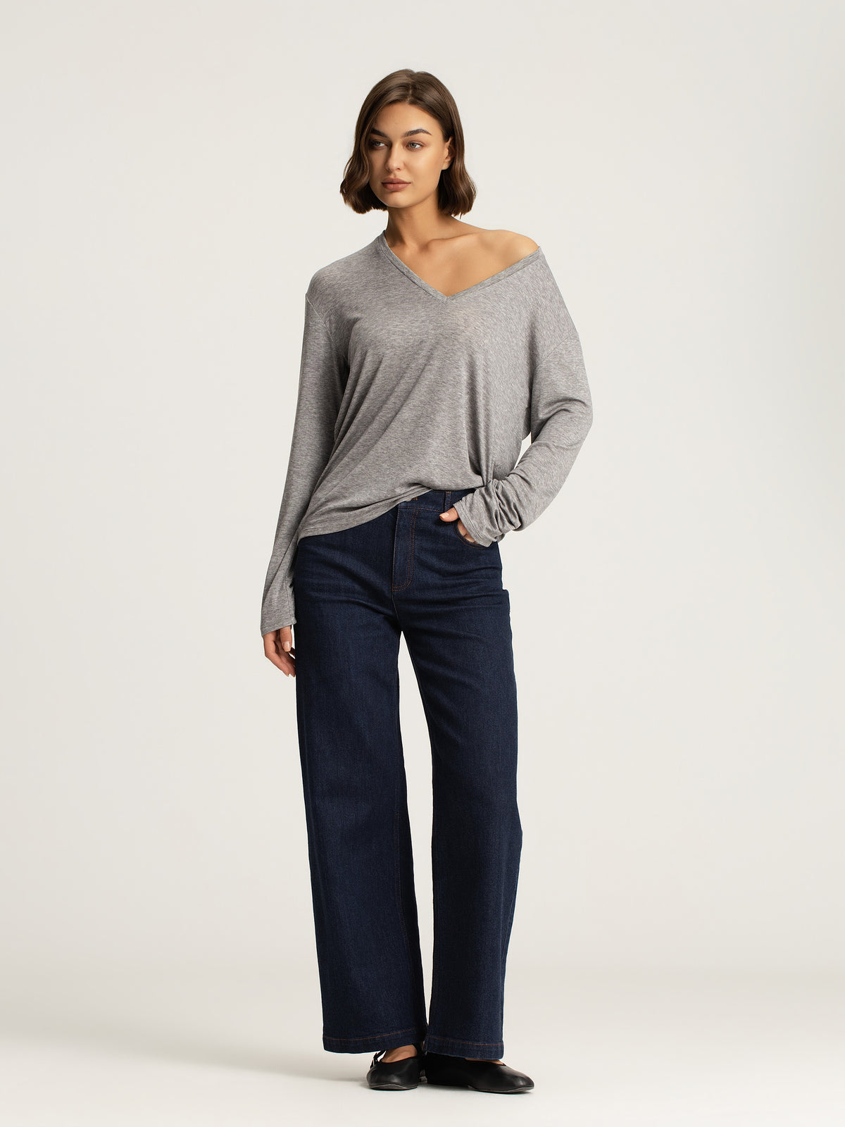 Mira Denim Straight-Leg Pants