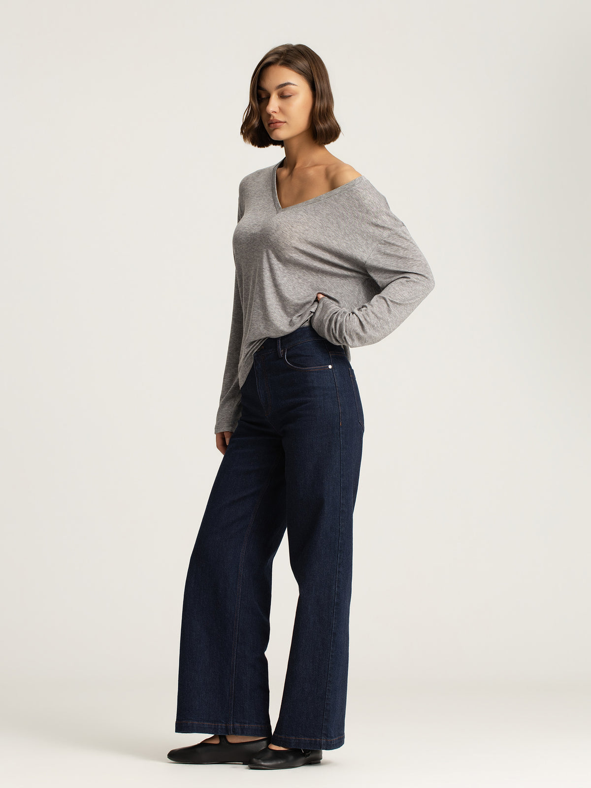Mira Denim Straight-Leg Pants