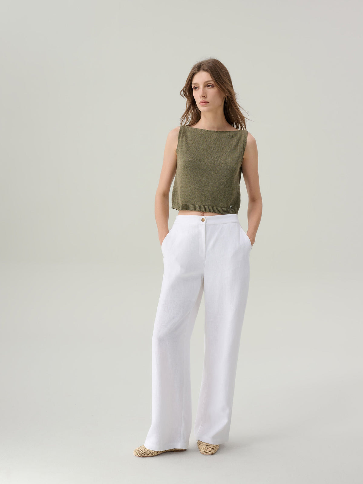 Winslie White Linen Pants