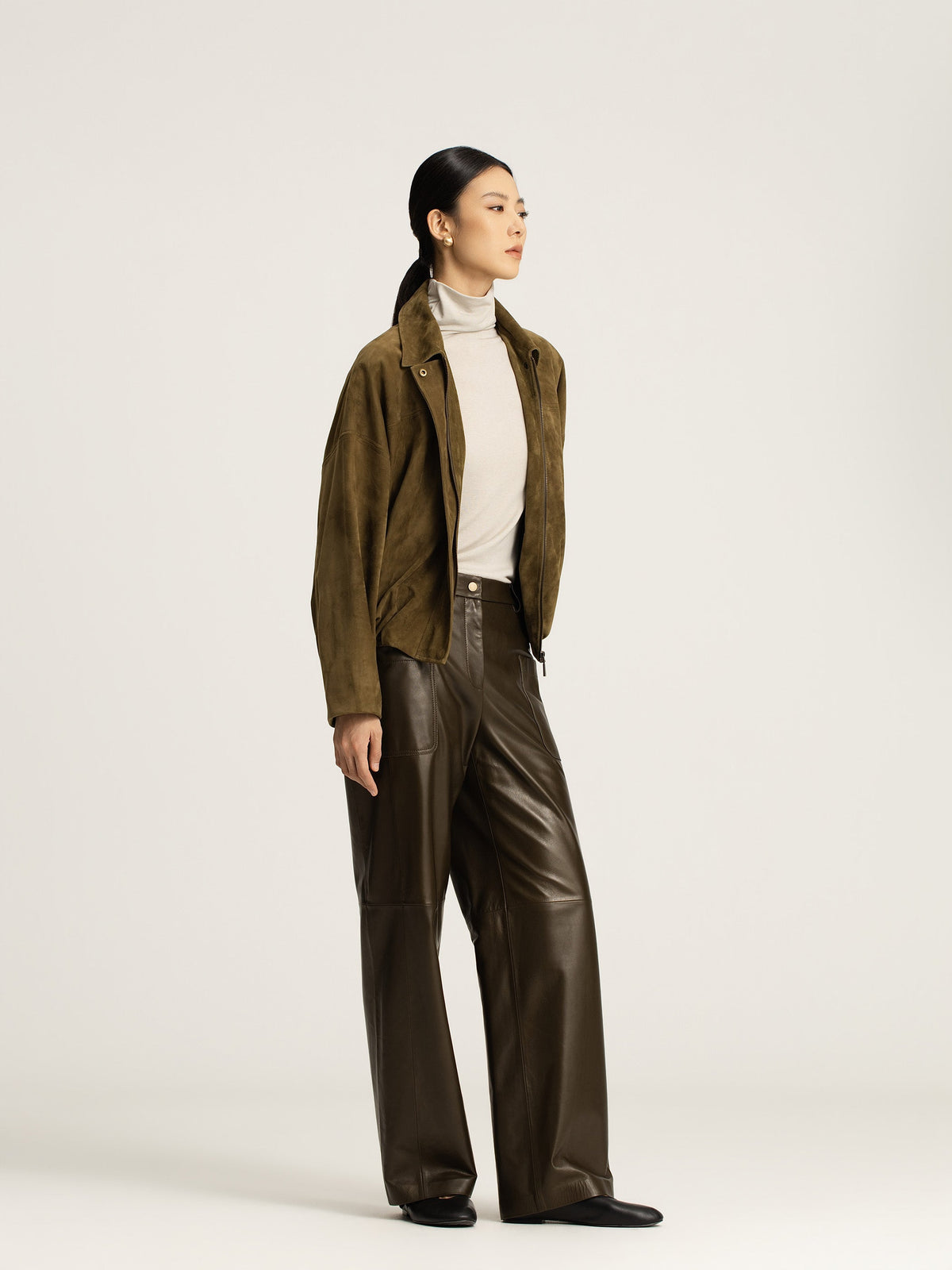 Greer Lambskin Wide-Leg Trousers