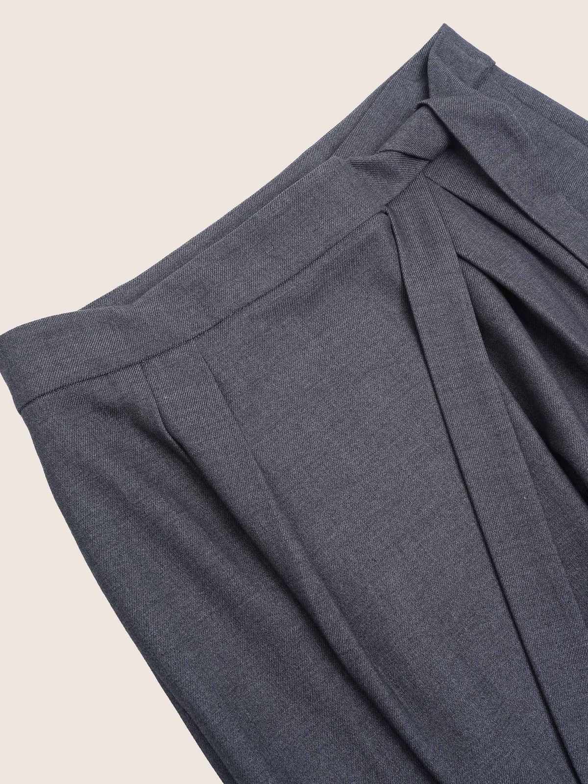 Amira Wool Asymmetrical Pleated Trousers