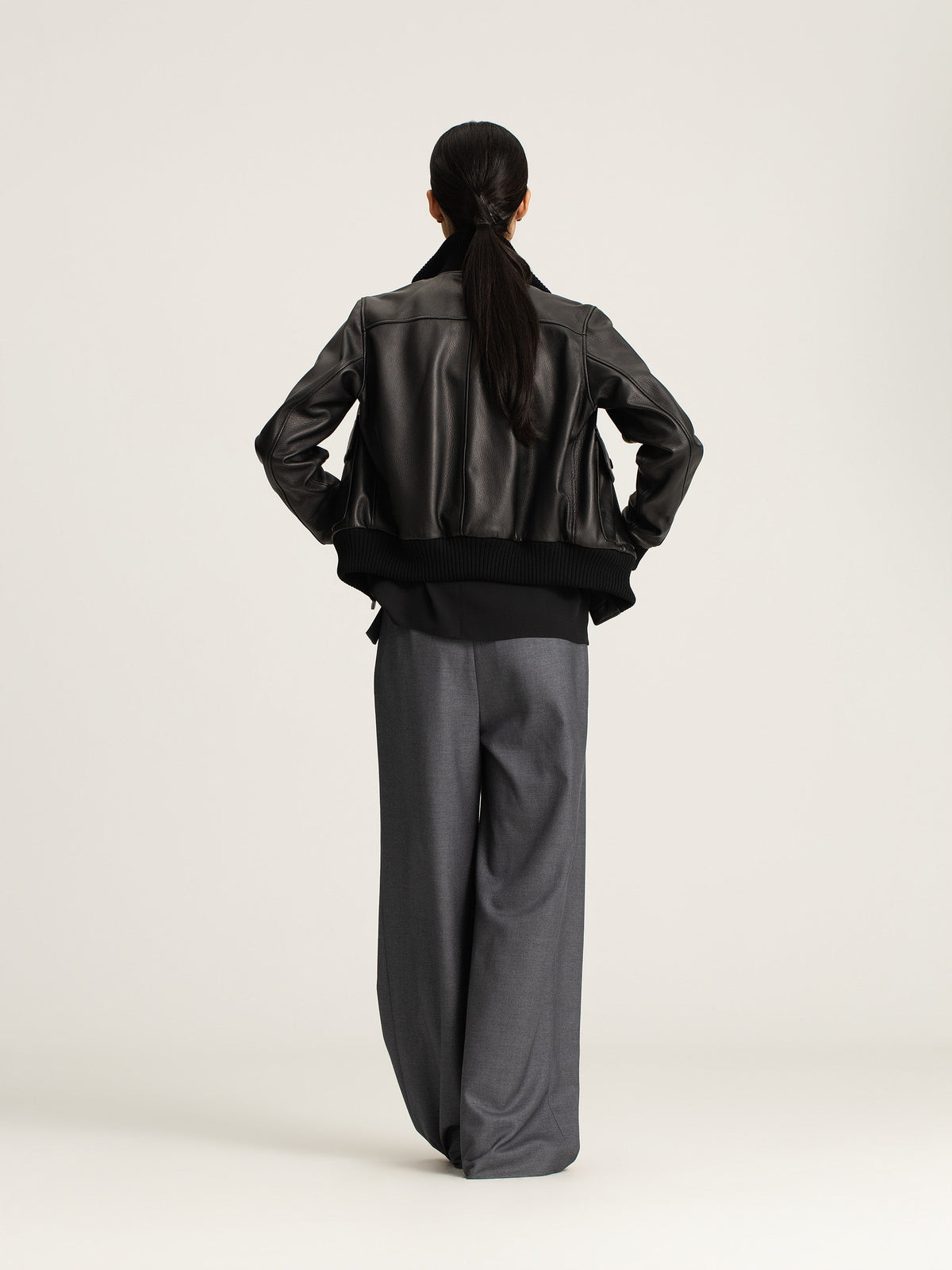 Amira Wool Asymmetrical Pleated Trousers