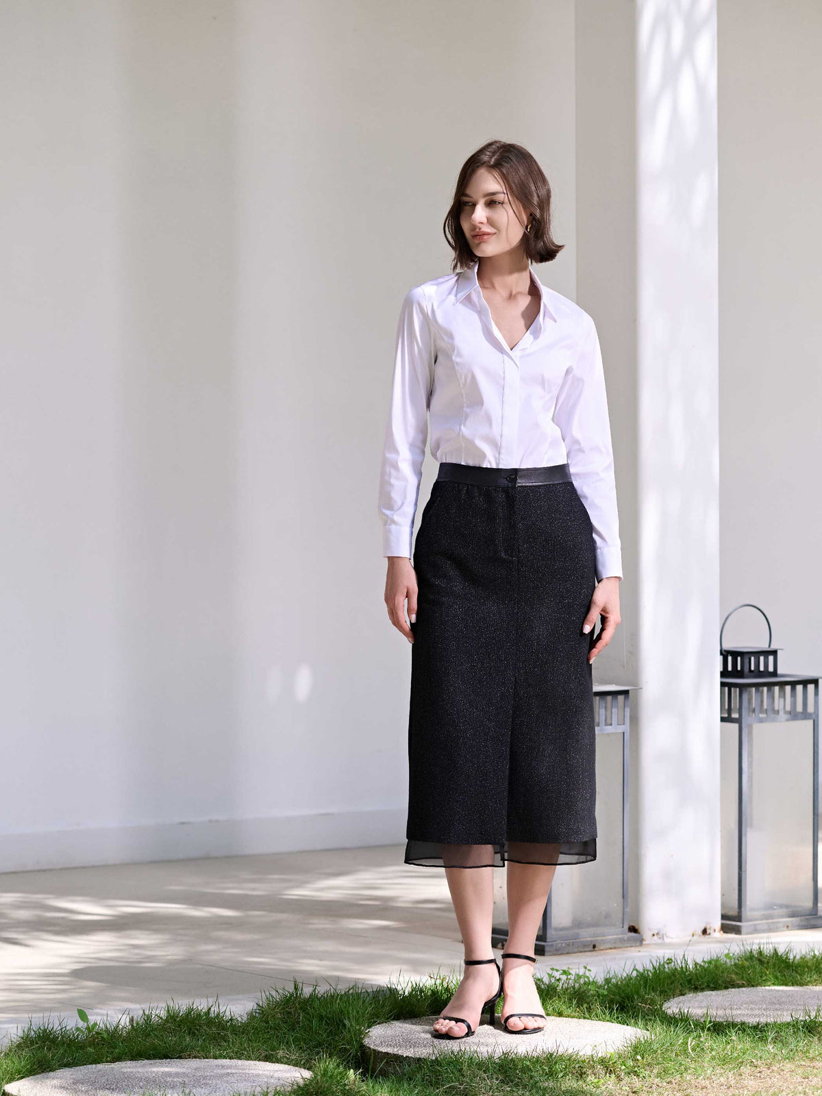 IVY WOOL TAILORED MIDI SKIRT