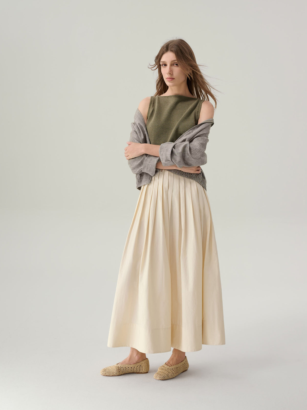 Sunny Cotton Midi Skirt