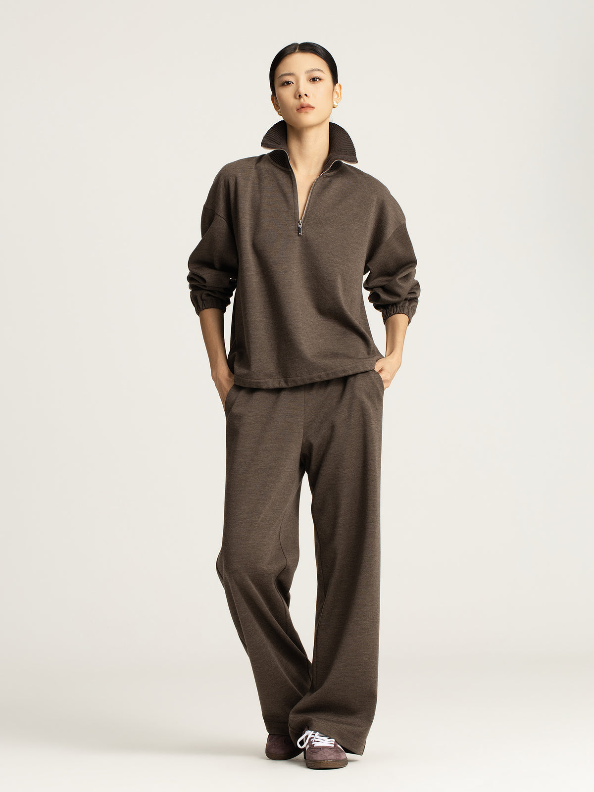 Reina Merino Wool Quarter-Zip Pullover