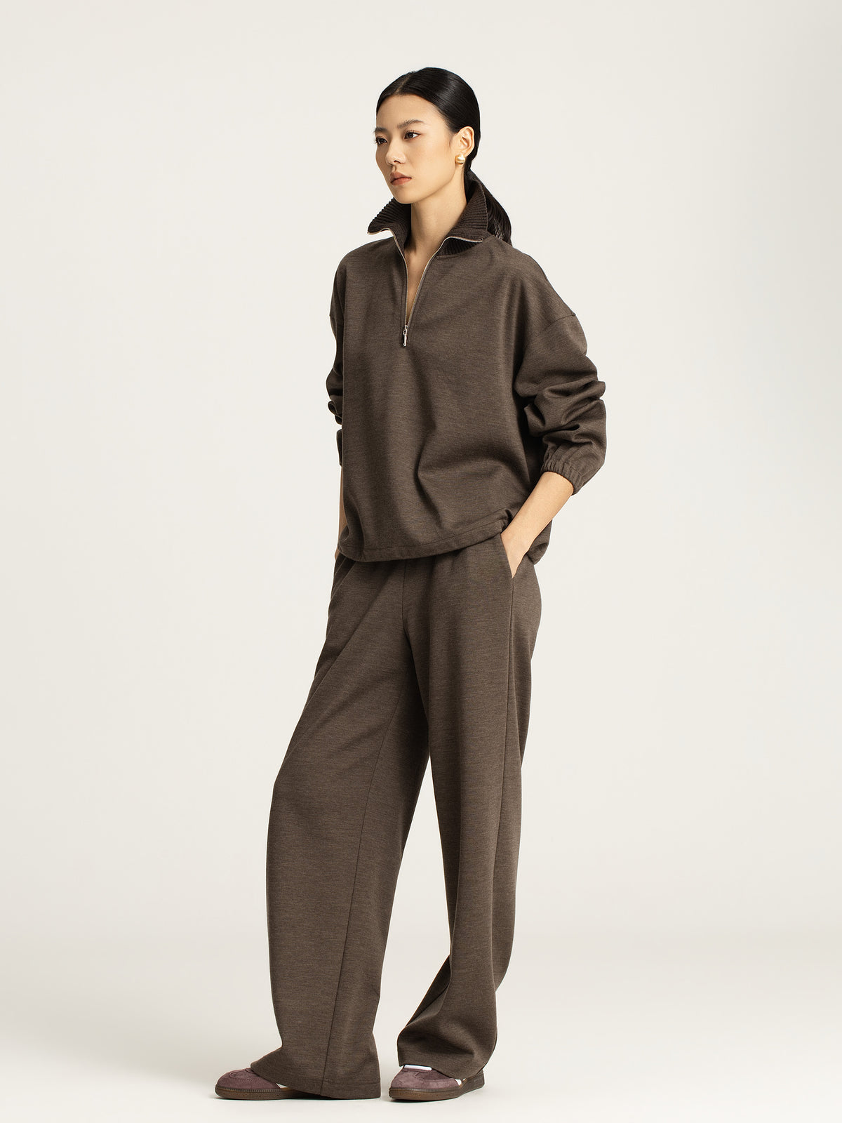 Reina Merino Wool Quarter-Zip Pullover