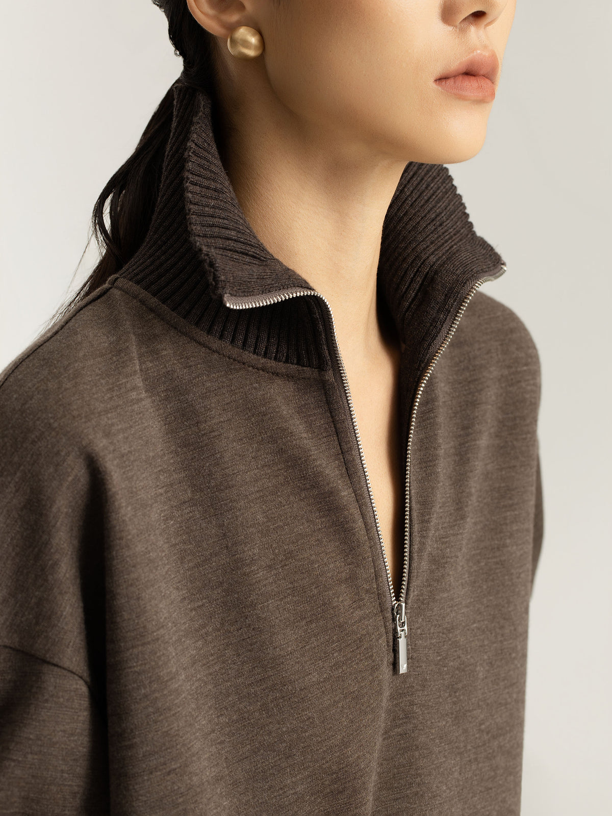 Reina Merino Wool Quarter-Zip Pullover