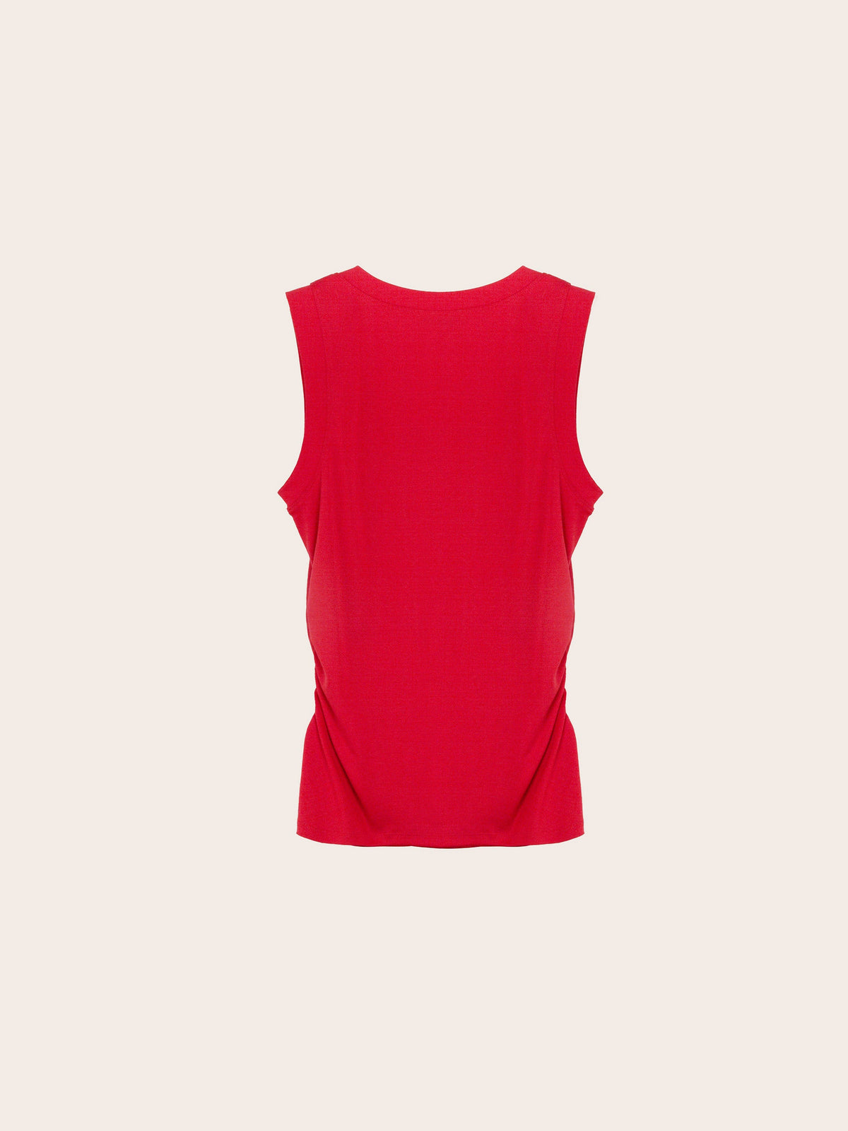 Mia Crimson Ruched Side V-Neck Sleeveless Tank